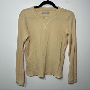 Everlane Organic Cotton Waffle Long Sleeve Top Beige Minimalist Essential size M